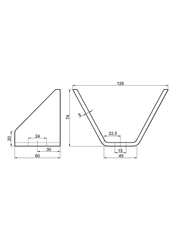Segédalváz rögzítő konzol, hegeszthető sp5mm,73x45 - Image 2