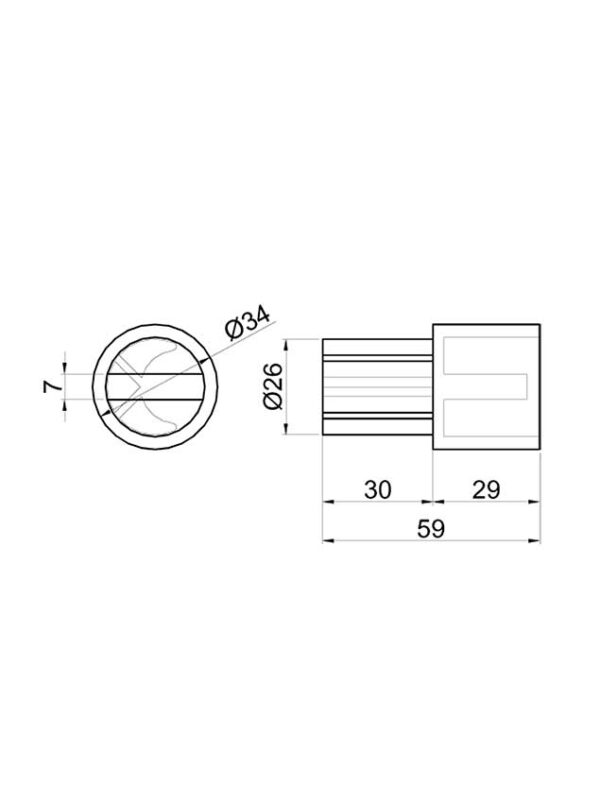 Ponyvafeszítő csőcsatlakozó, alsó, d=34 mm csőbe, hasított kialakítású feszítőhöz - Image 2