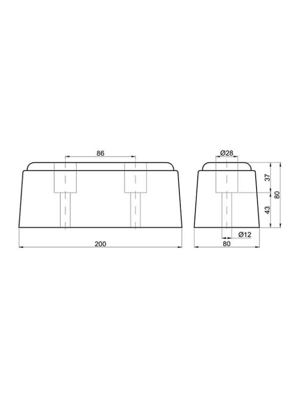 Gumiütköző, 200x80x80 mm - Image 2