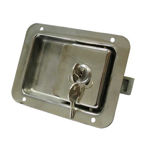 Süllyesztett oldalajtó zár, kulcsos, fém nyelves, inox kivitel