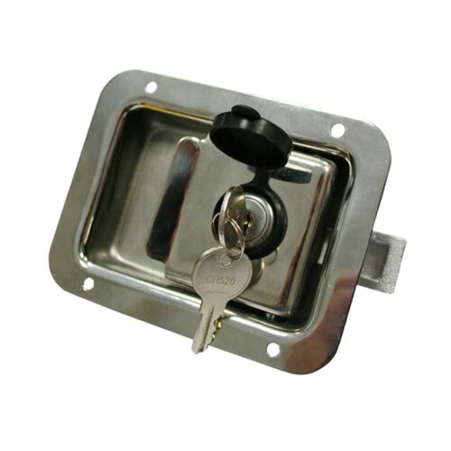 Süllyesztett oldalajtó zár, inox, kulcsos, fém nyelves
