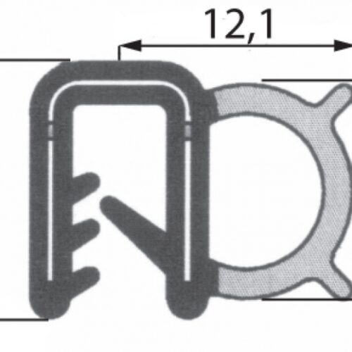 Kéder gumitömítés 12x9x14mm    l=50m