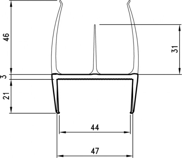 Térelválasztó hűtős gumi 44mm / 2,8m