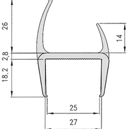 Hűtős gumi, pvc 25x2700mm szürke